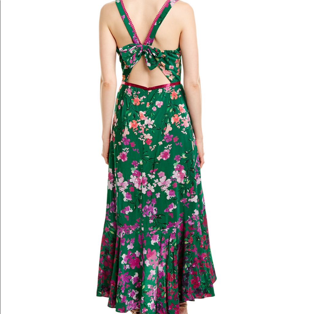 Nwot: Marchesa Notte Floral Midi Ruffle Dress, Size 8